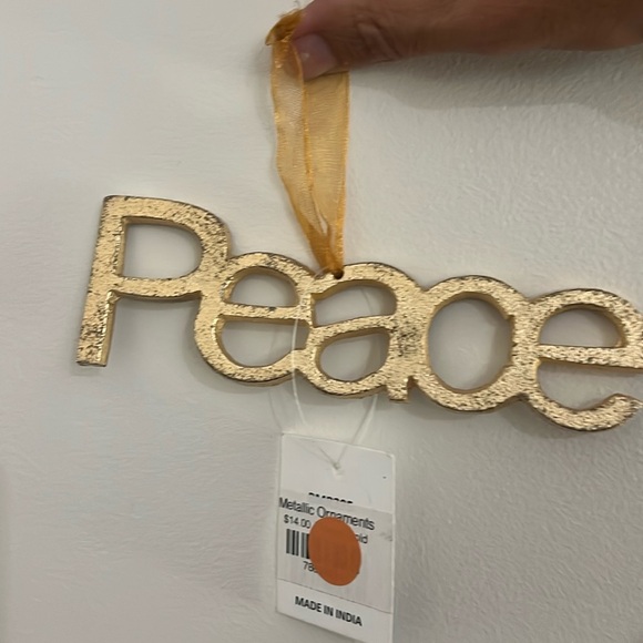 Joy & Peace Gold Metallic Ornaments NWT - Picture 2 of 6